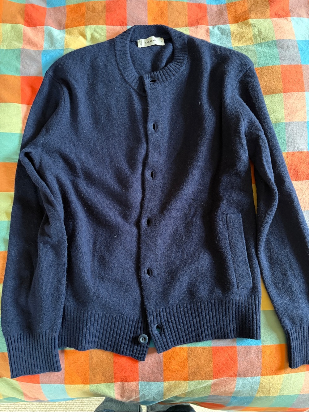Everlane The Cashmere Cropped Cardigan Blue Size Small